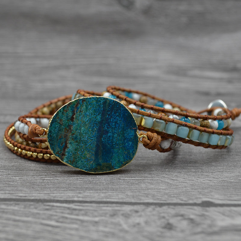 🌟 Natural Stone Woven Handmade Bohemian Bracelet - Earth's Essence Woven into Wearable Art 🌟