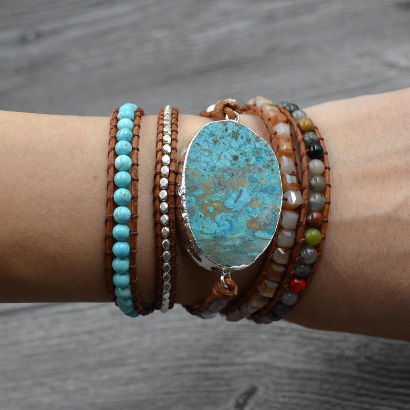 🌟 Natural Stone Woven Handmade Bohemian Bracelet - Earth's Essence Woven into Wearable Art 🌟