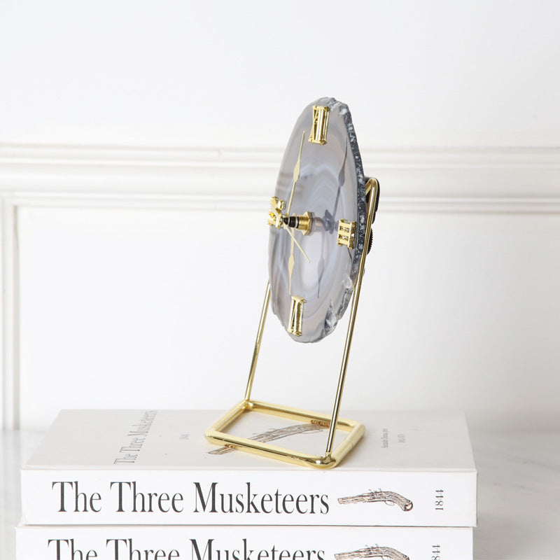 š Golden Agate Stone Clock ā Timeless Elegance, Earth's Rhythm š