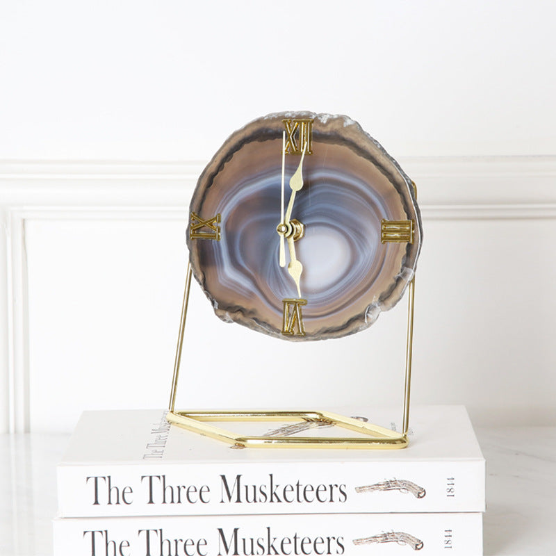 š Golden Agate Stone Clock ā Timeless Elegance, Earth's Rhythm š