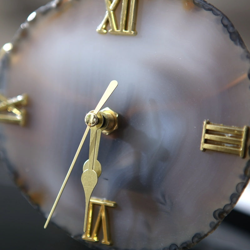 š Golden Agate Stone Clock ā Timeless Elegance, Earth's Rhythm š