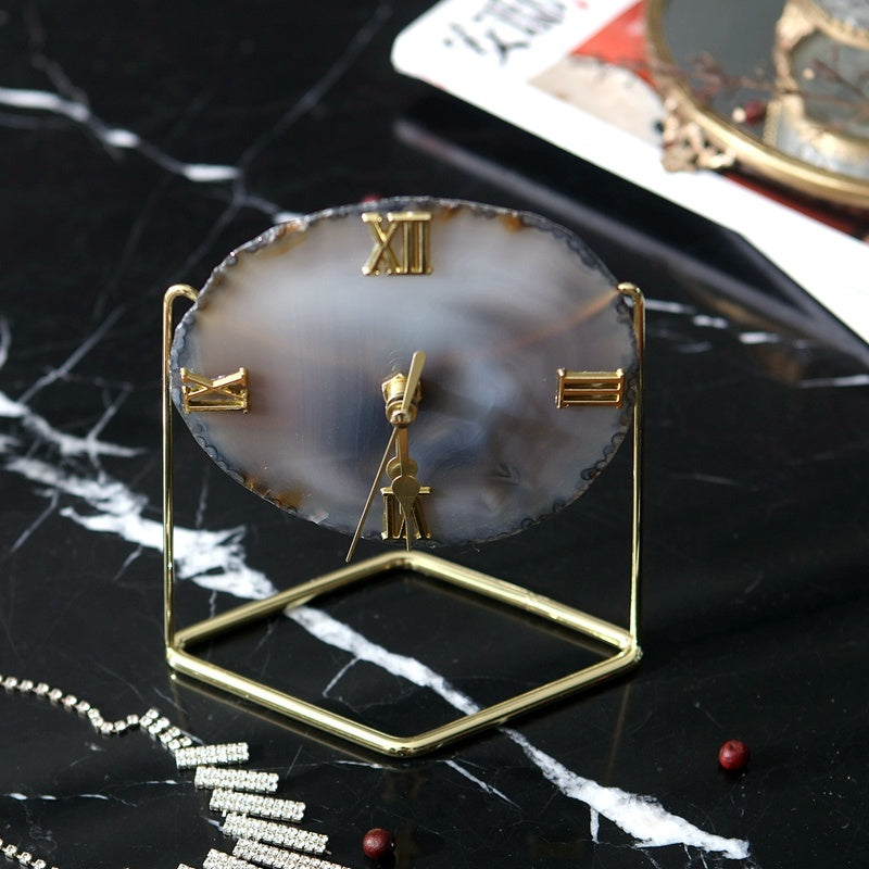 š Golden Agate Stone Clock ā Timeless Elegance, Earth's Rhythm š