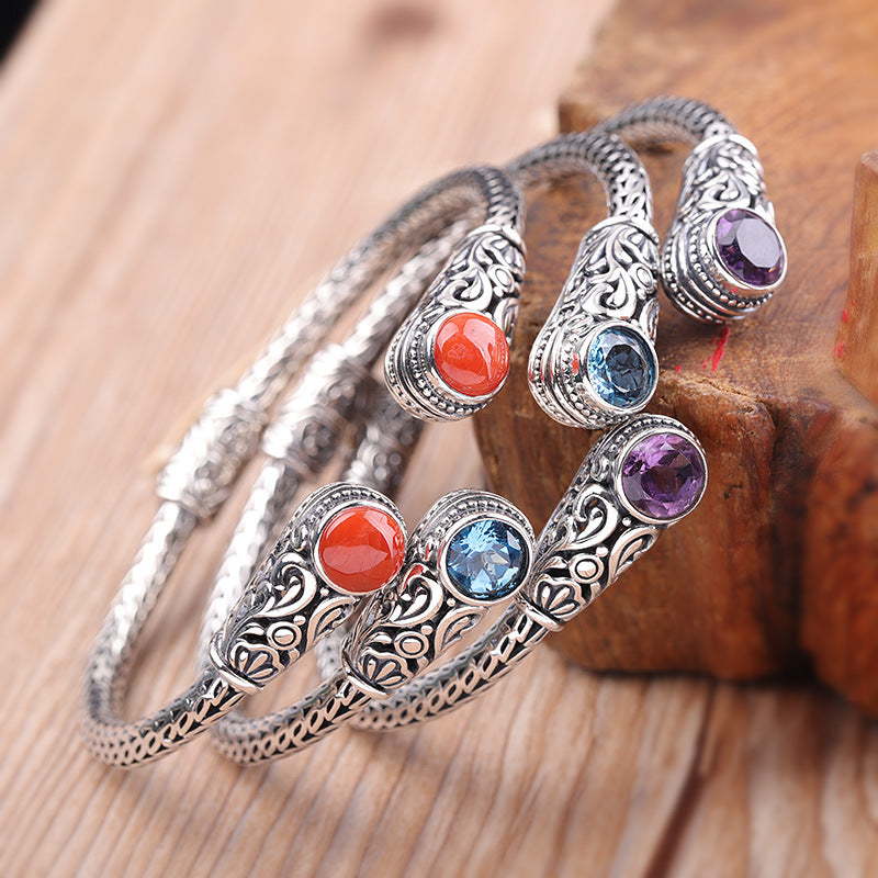 Handmade Indonesian style ladies topaz bracelet