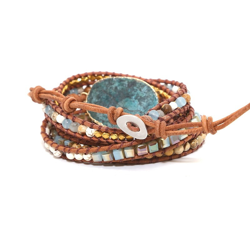 Natural Marine Stone Bracelet Beads Handmade
