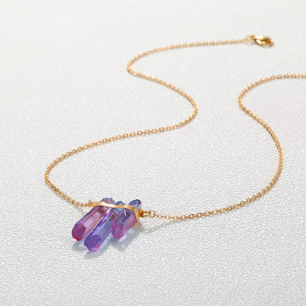 🌟 Amethyst Pillar Natural Stone Handmade Pendant Necklace - The Crown Chakra's Guardian 🌟