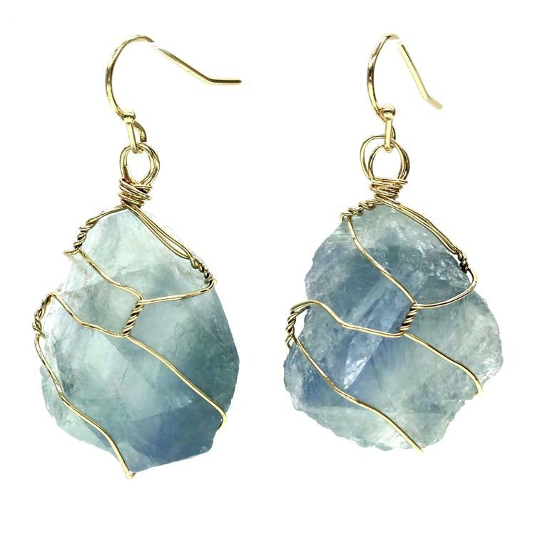 Natural crystal stone gold-plated amethyst irregular winding earrings