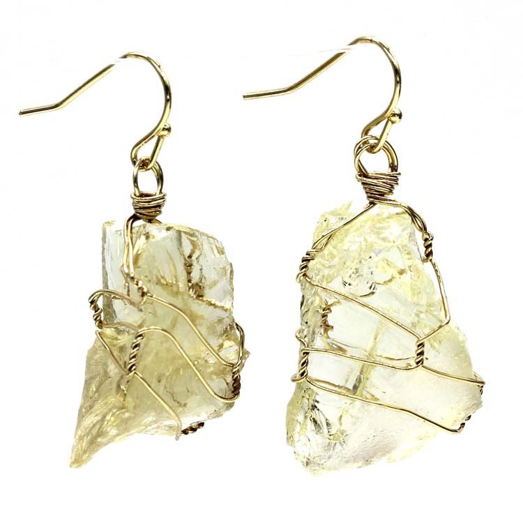 Natural crystal stone gold-plated amethyst irregular winding earrings