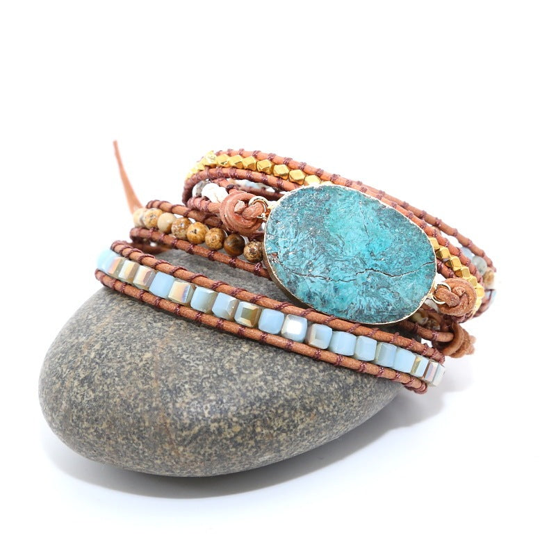 Natural Marine Stone Bracelet Beads Handmade