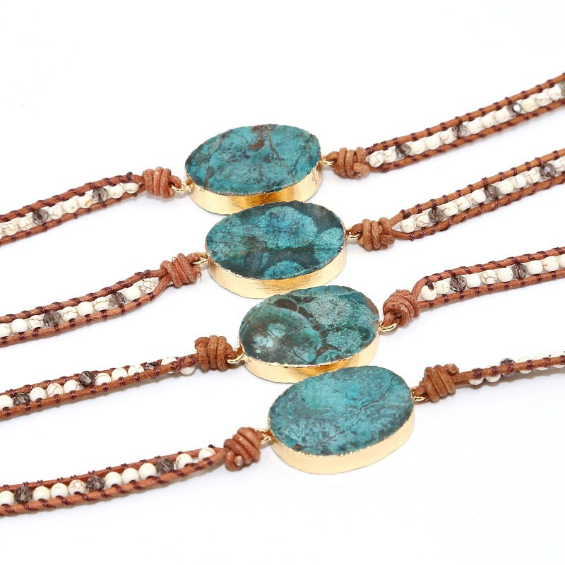 Natural Marine Stone Bracelet Beads Handmade