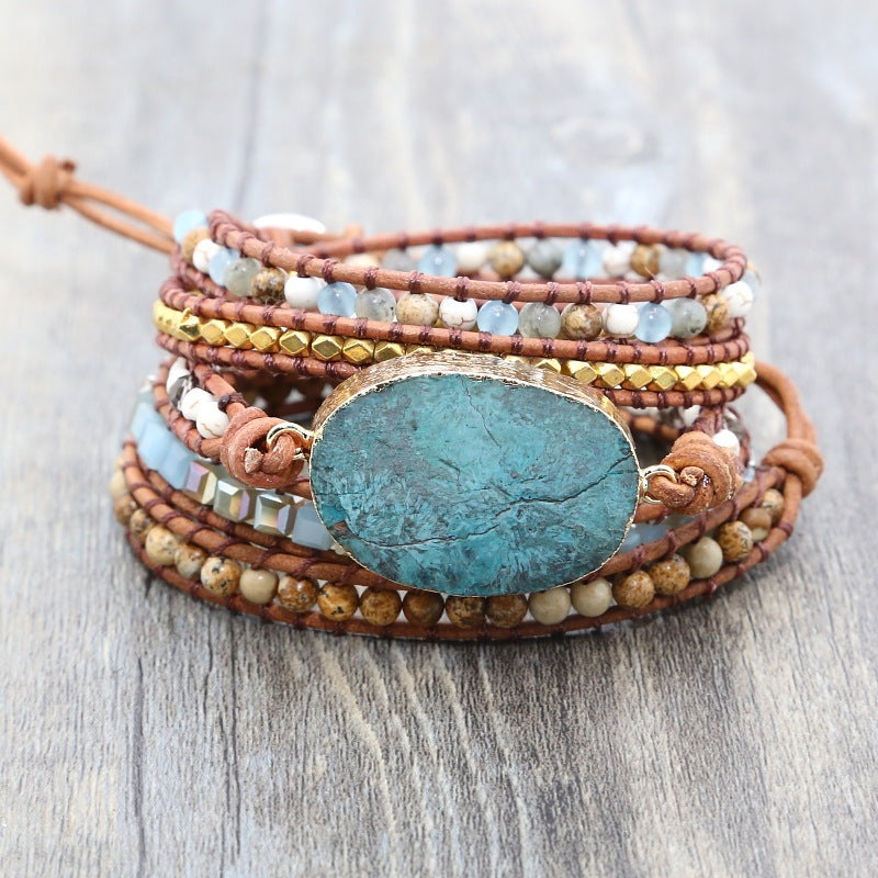 Natural Marine Stone Bracelet Beads Handmade