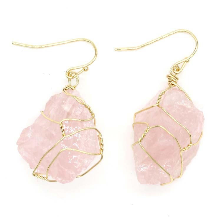 Natural crystal stone gold-plated amethyst irregular winding earrings