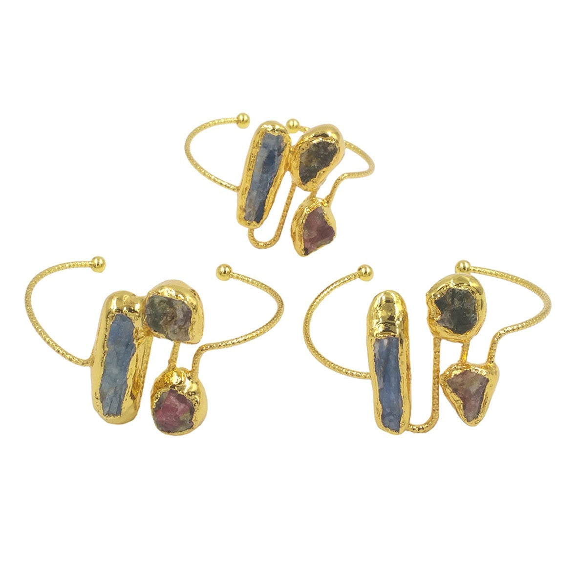 Classical Design Irregular Tourmaline Blue Stone Adjustable Bracelet