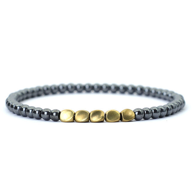 Irregular Copper Spacer Natural Stone Single Circle Bracelet