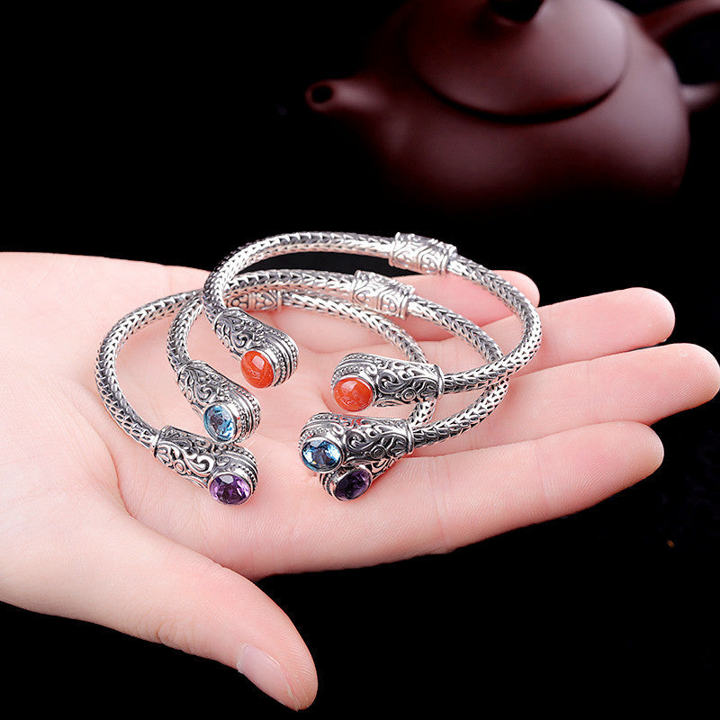 Handmade Indonesian style ladies topaz bracelet