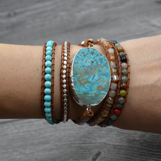 🌟 Natural Stone Woven Handmade Bohemian Bracelet - Earth's Essence Woven into Wearable Art 🌟