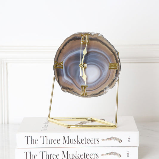 🌟 Golden Agate Stone Clock — Timeless Elegance, Earth's Rhythm 🌟
