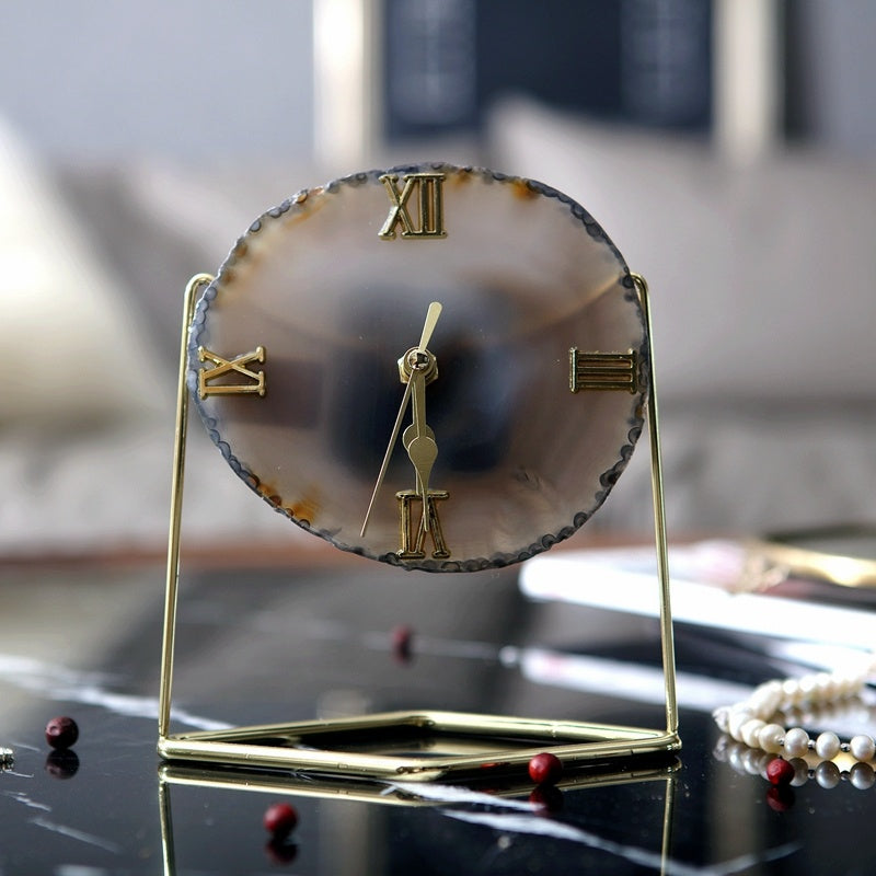 🌟 Golden Agate Stone Clock — Timeless Elegance, Earth's Rhythm 🌟