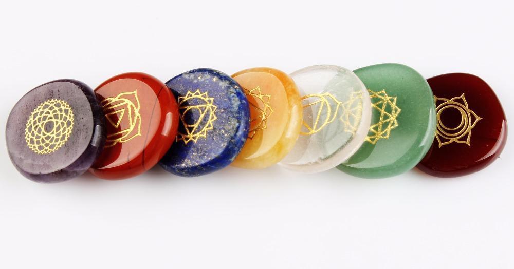 🌟 7 Chakras Natural Pocket Palm Stones Set — Your Portable Energy Sanctuary 🌟