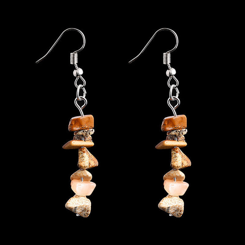 Irregular Natural Crystal Stone Beaded Earrings For Women