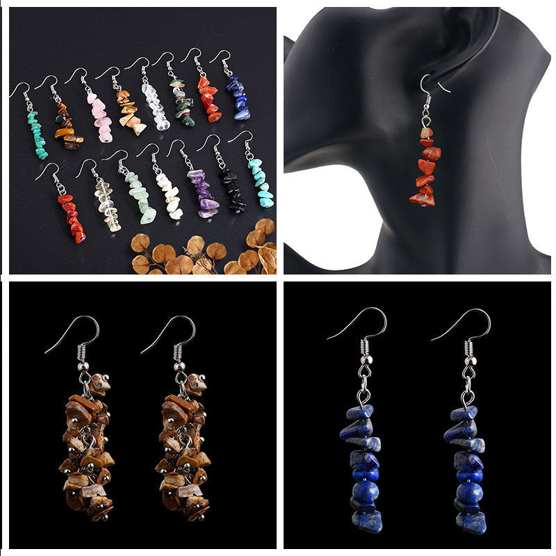 Irregular Natural Crystal Stone Beaded Earrings For Women