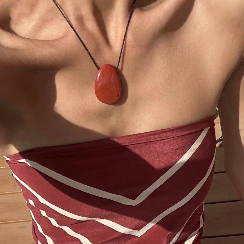 Personality Handmade Rope Irregular Stone Necklace