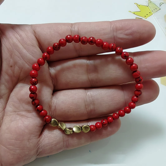 Irregular Copper Spacer Natural Stone Single Circle Bracelet