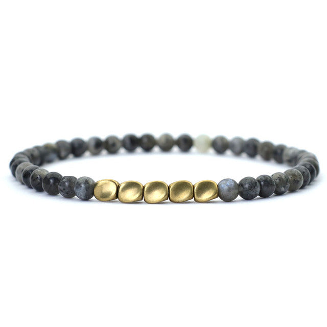 Irregular Copper Spacer Natural Stone Single Circle Bracelet