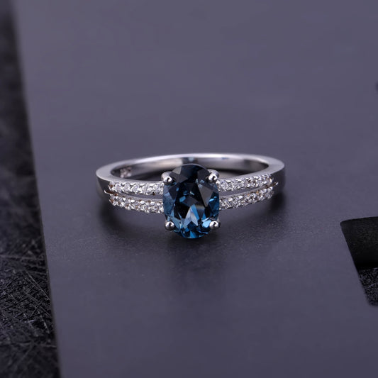 Topaz Natural Stone S925 Silver Crystal Ring