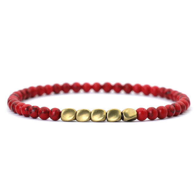 Irregular Copper Spacer Natural Stone Single Circle Bracelet