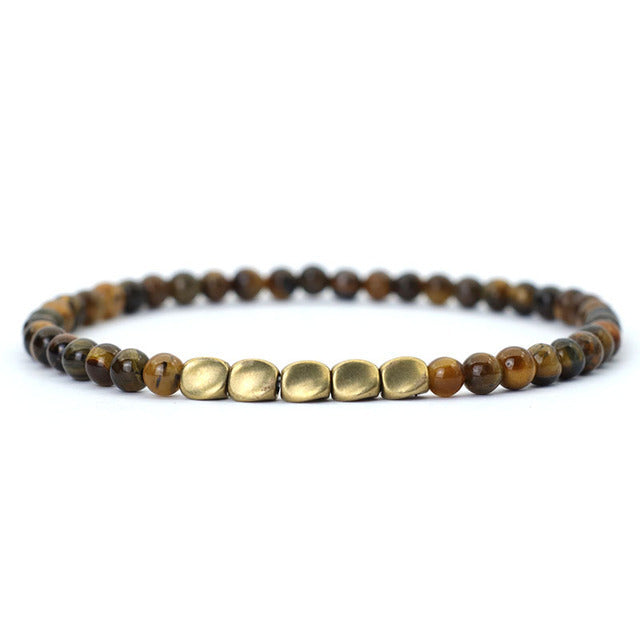 Irregular Copper Spacer Natural Stone Single Circle Bracelet