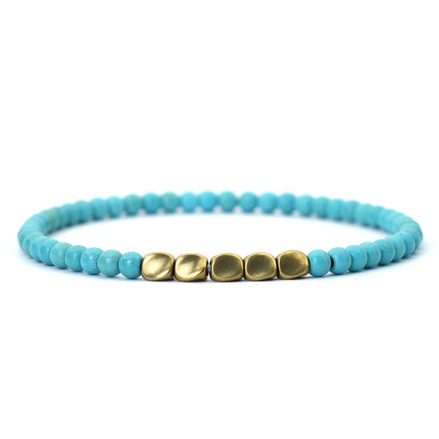 Irregular Copper Spacer Natural Stone Single Circle Bracelet