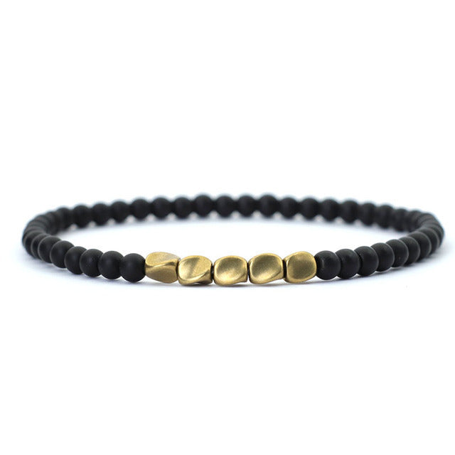 Irregular Copper Spacer Natural Stone Single Circle Bracelet