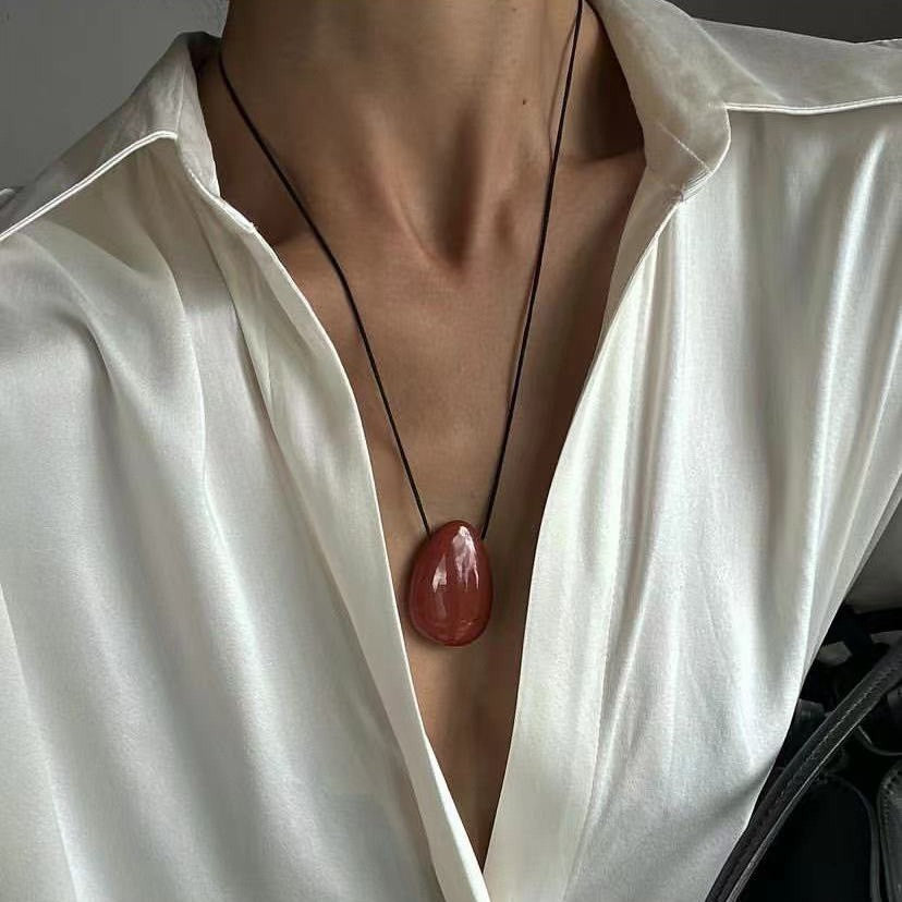 Personality Handmade Rope Irregular Stone Necklace