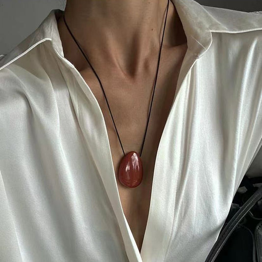 Personality Handmade Rope Irregular Stone Necklace