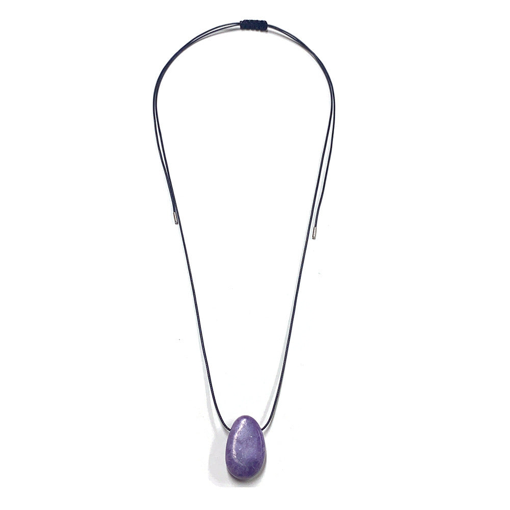 Personality Handmade Rope Irregular Stone Necklace