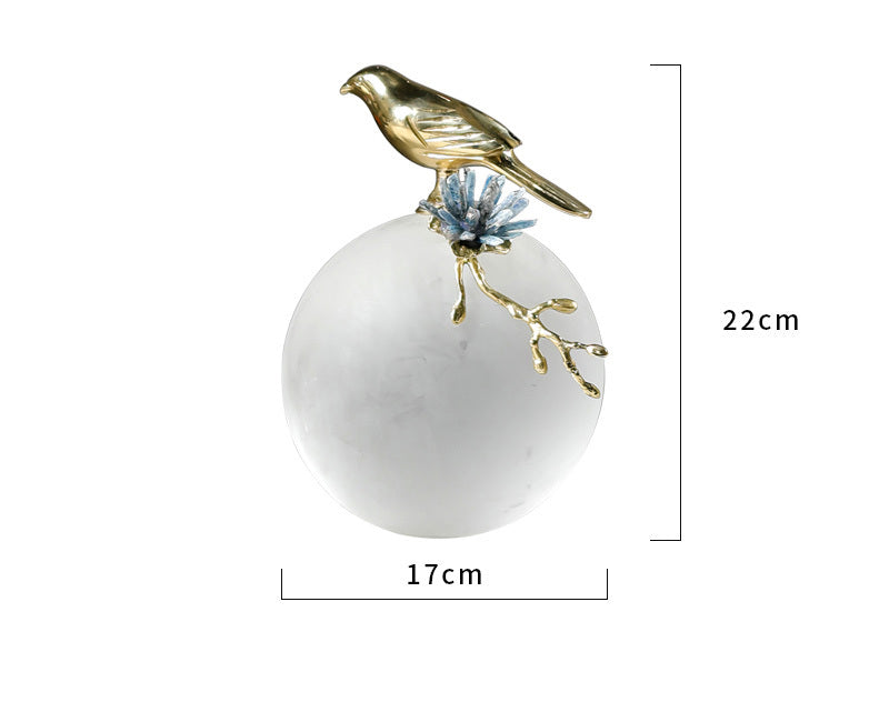 Luxury Bird With Blue Natural Soft Frosted Crystal Stone Ornaments
