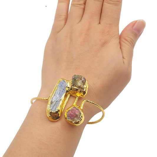 Classical Design Irregular Tourmaline Blue Stone Adjustable Bracelet