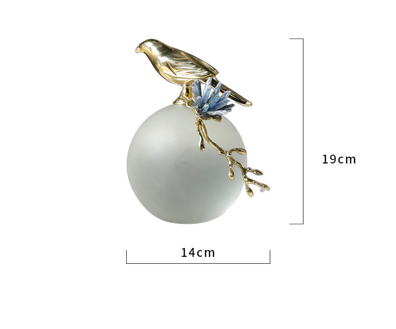 Luxury Bird With Blue Natural Soft Frosted Crystal Stone Ornaments