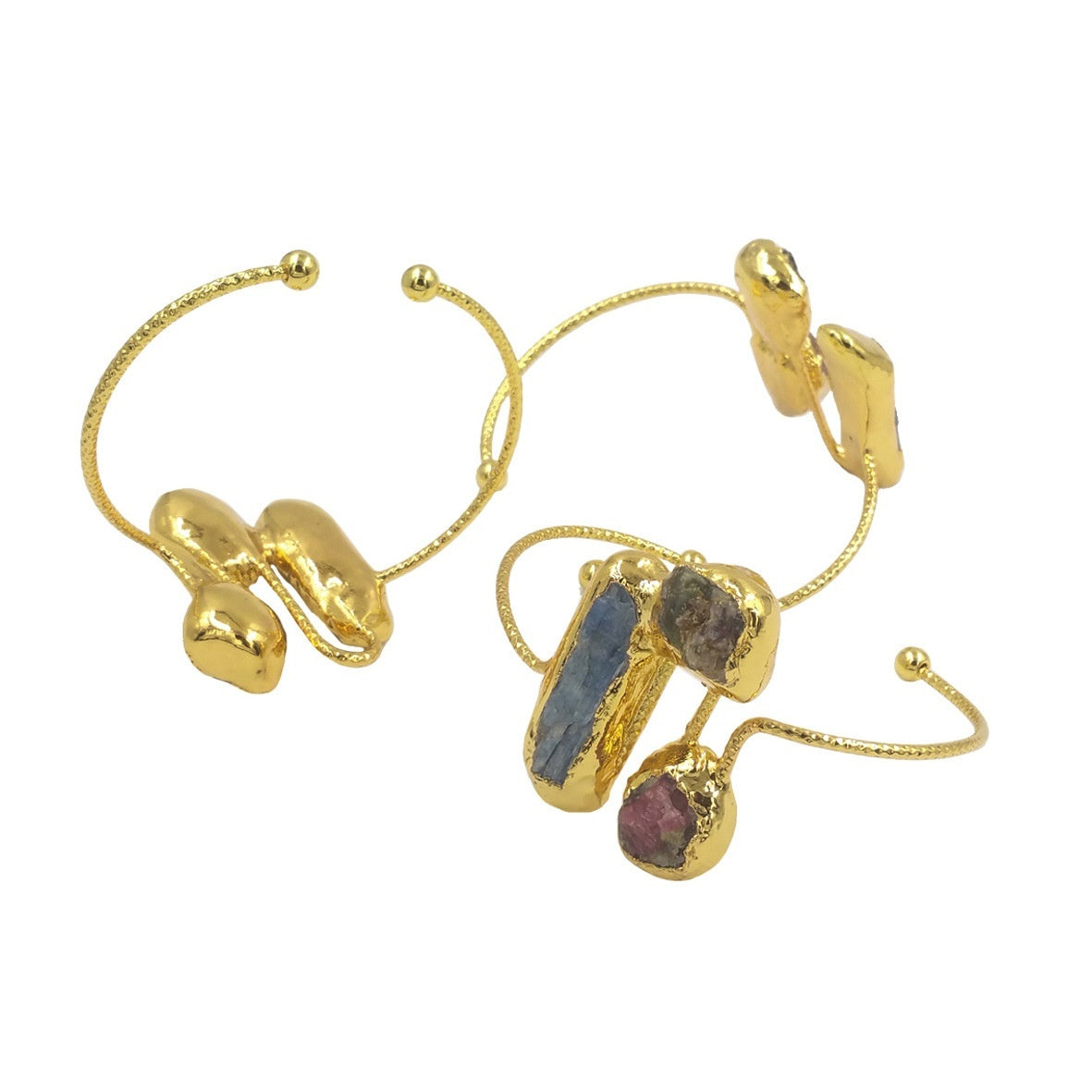 Classical Design Irregular Tourmaline Blue Stone Adjustable Bracelet