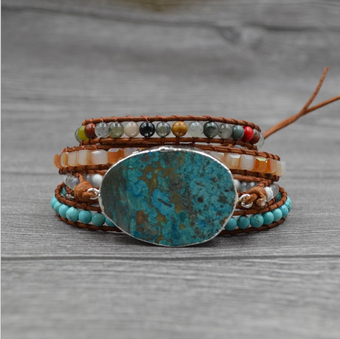 🌟 Natural Stone Woven Handmade Bohemian Bracelet - Earth's Essence Woven into Wearable Art 🌟