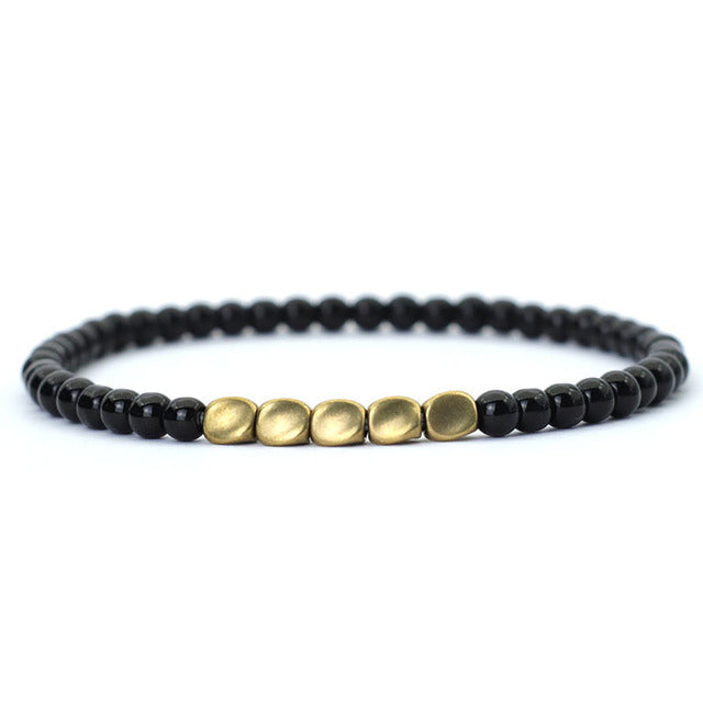 Irregular Copper Spacer Natural Stone Single Circle Bracelet