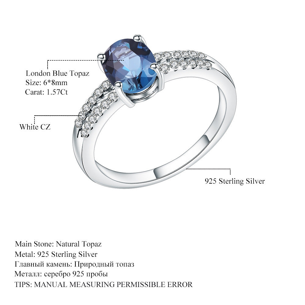 Topaz Natural Stone S925 Silver Crystal Ring