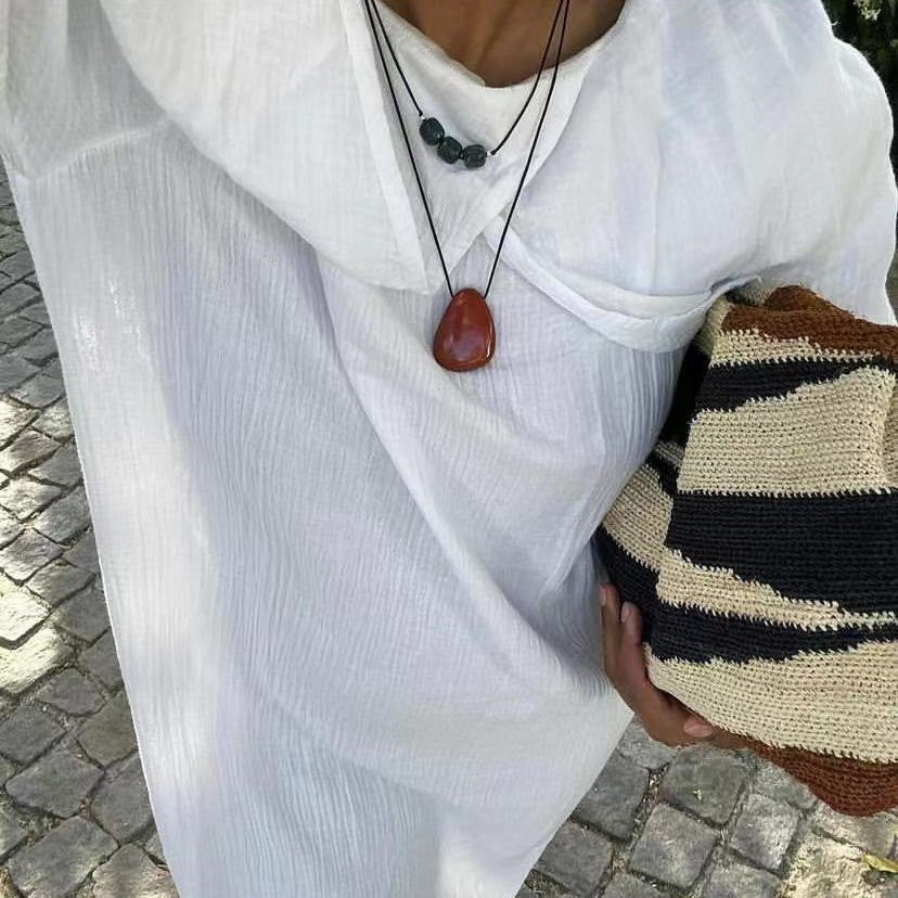 Personality Handmade Rope Irregular Stone Necklace