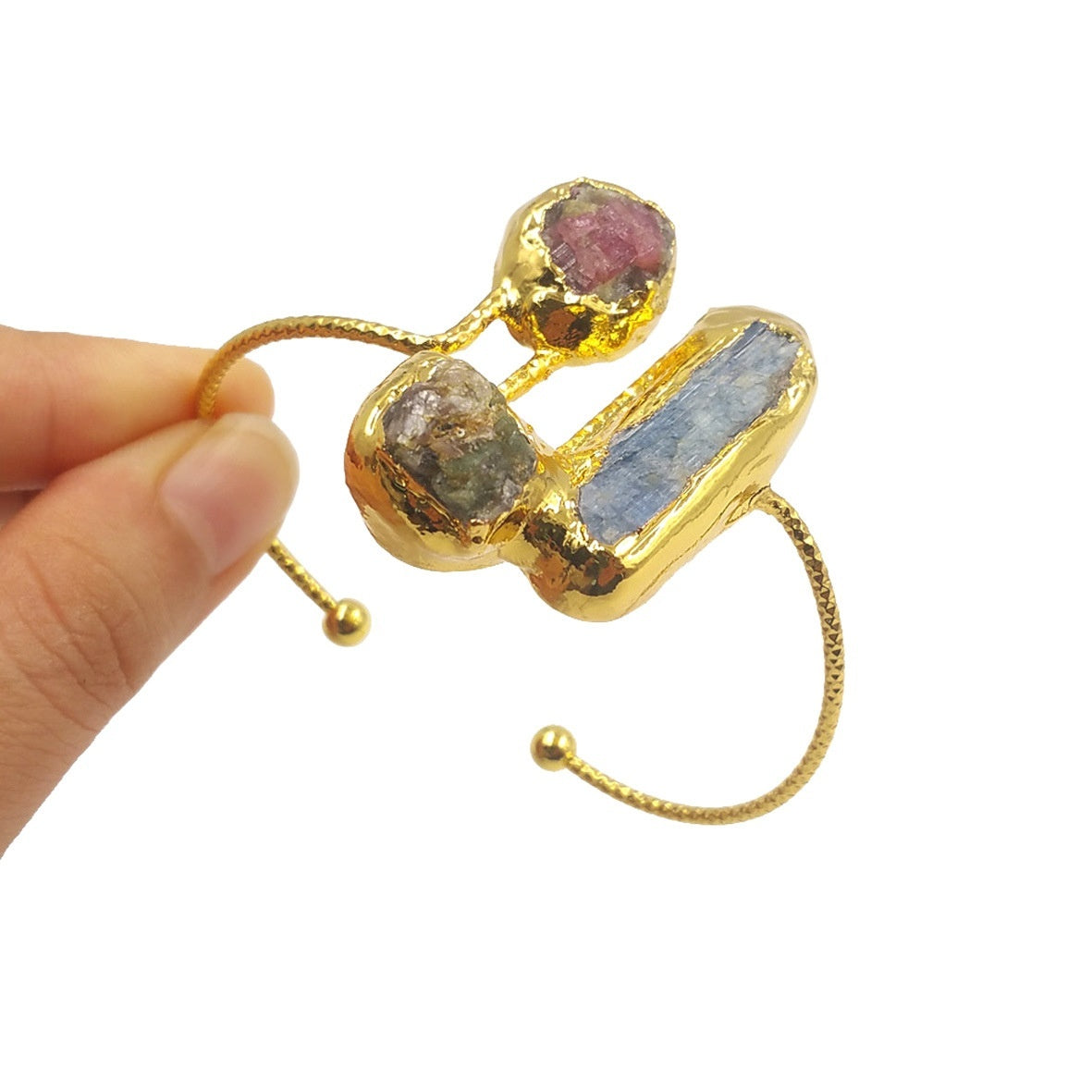 Classical Design Irregular Tourmaline Blue Stone Adjustable Bracelet