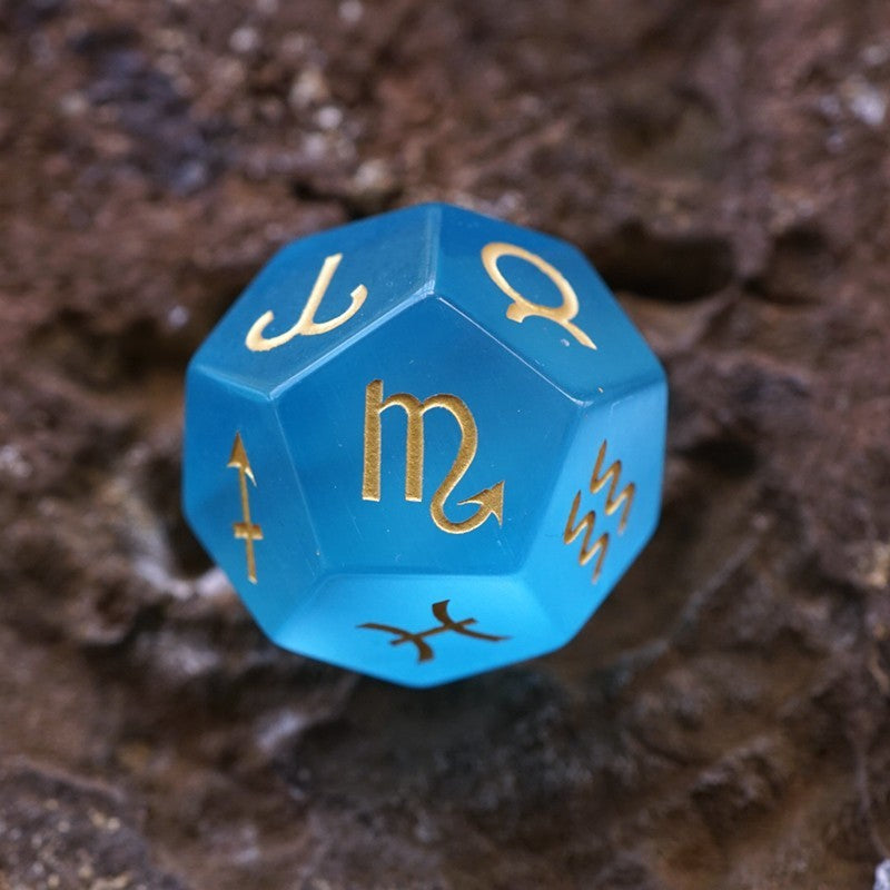 Aqua Blue Cat's Eye Stone Astrological Dice Set Of 3 Planets