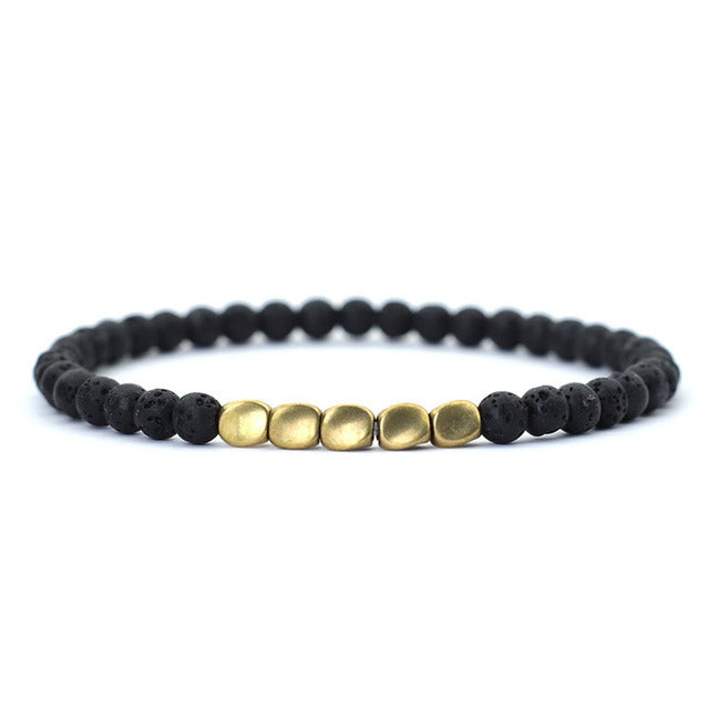 Irregular Copper Spacer Natural Stone Single Circle Bracelet