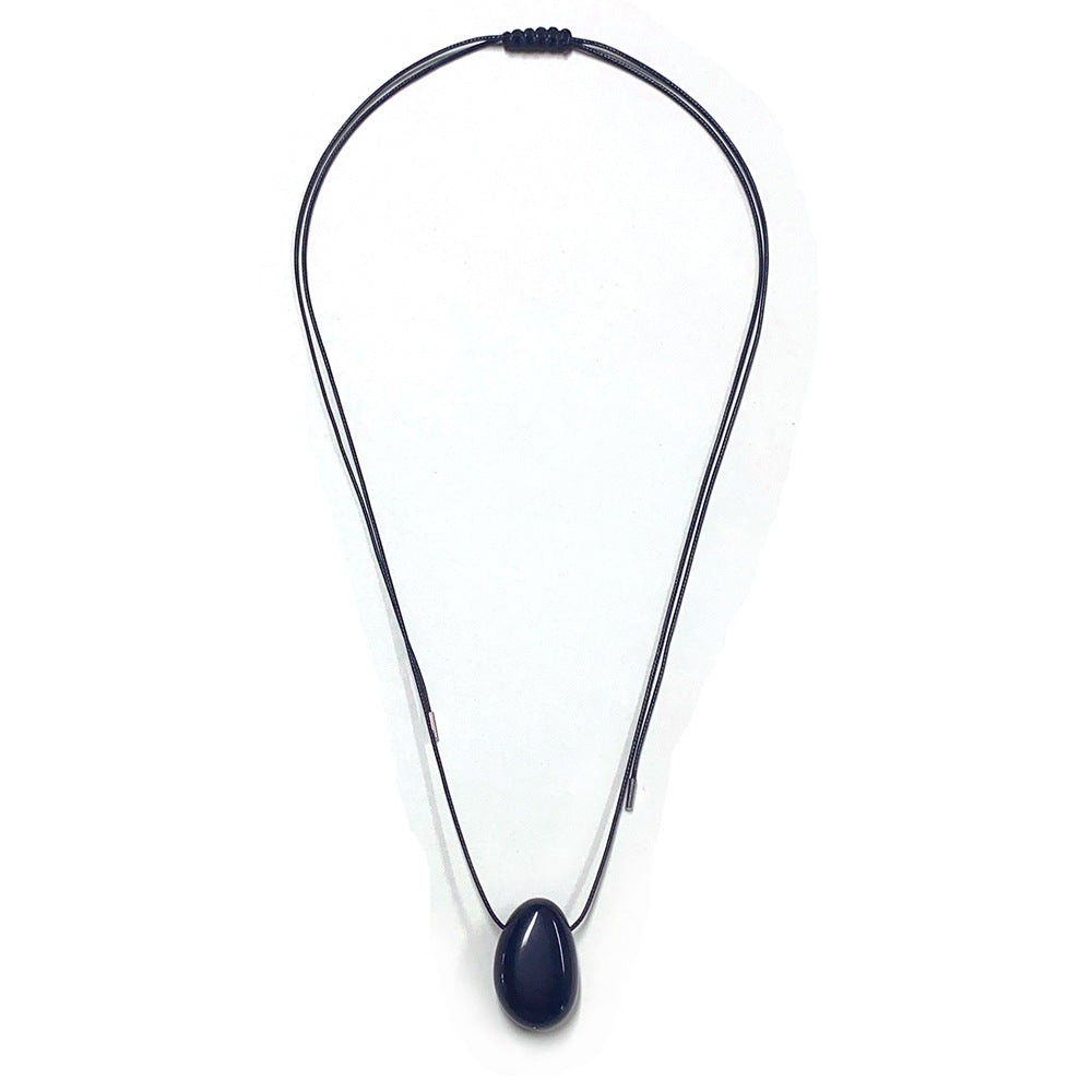 Personality Handmade Rope Irregular Stone Necklace